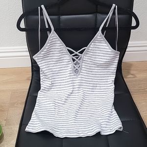 Gray and white tank top